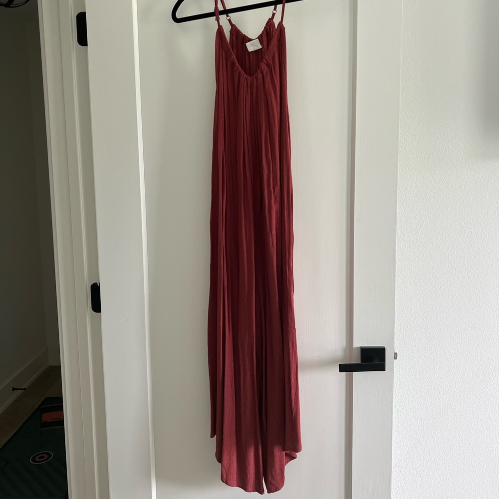 Wine colored casual jumpsuit great for summer!